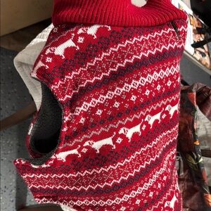 Dog sweater Red and White Patterned Sweater